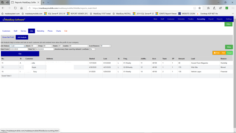 House Cleaning Software Job Analysis Reports