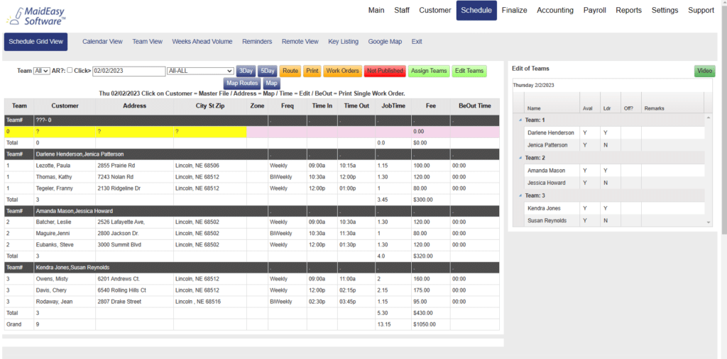 Cleaning Business Software - Schedule: maid service scheduling software